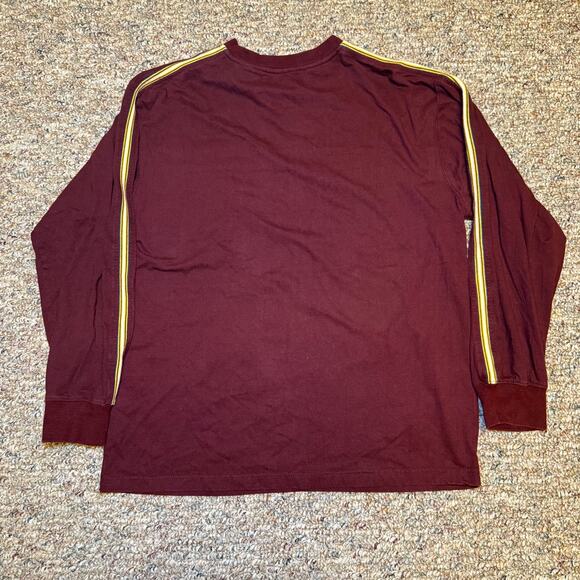 90’s Point Zero Mens Shirt Long Sleeve Large Maroon Retro Stripe - Picture 2 of 5